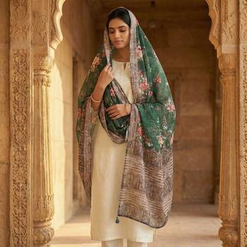 Digital print lilen blend zari dupatta for women and girls to wear on gown chaniya choli kurti etc 2