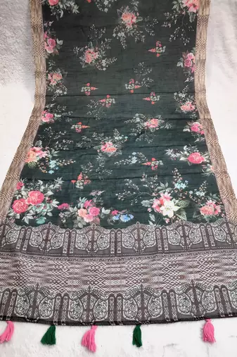 Digital print lilen blend zari dupatta for women and girls to wear on gown chaniya choli kurti etc