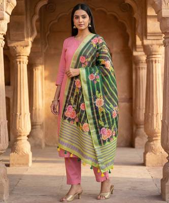 Digital print lilen blend zari dupatta for women and girls to wear on gown chaniya choli kurti etc 1