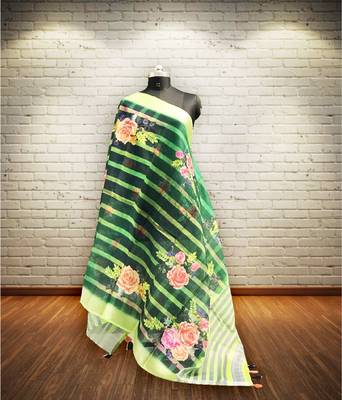 Digital print lilen blend zari dupatta for women and girls to wear on gown chaniya choli kurti etc 3