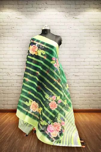 Digital print lilen blend zari dupatta for women and girls to wear on gown chaniya choli kurti etc