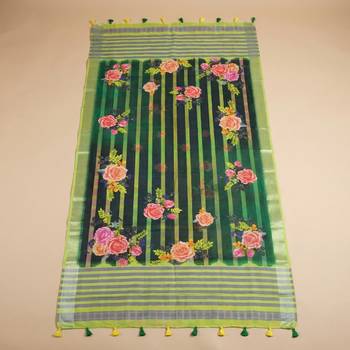 Digital print lilen blend zari dupatta for women and girls to wear on gown chaniya choli kurti etc 4