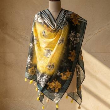 Digital print lilen blend zari dupatta for women and girls to wear on gown chaniya choli kurti etc 3