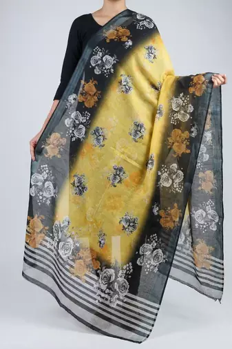 Digital print lilen blend zari dupatta for women and girls to wear on gown chaniya choli kurti etc