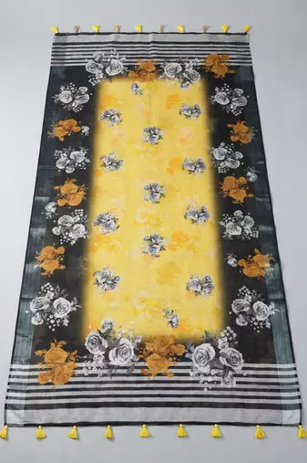 Digital print lilen blend zari dupatta for women and girls to wear on gown chaniya choli kurti etc