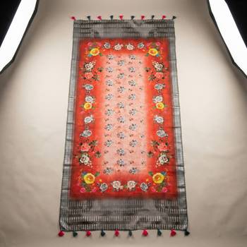 Digital print lilen blend zari dupatta for women and girls to wear on gown chaniya choli kurti etc 3