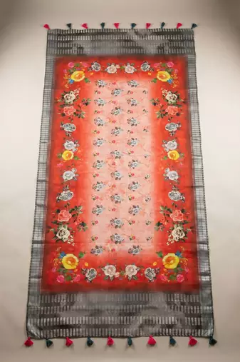 Digital print lilen blend zari dupatta for women and girls to wear on gown chaniya choli kurti etc
