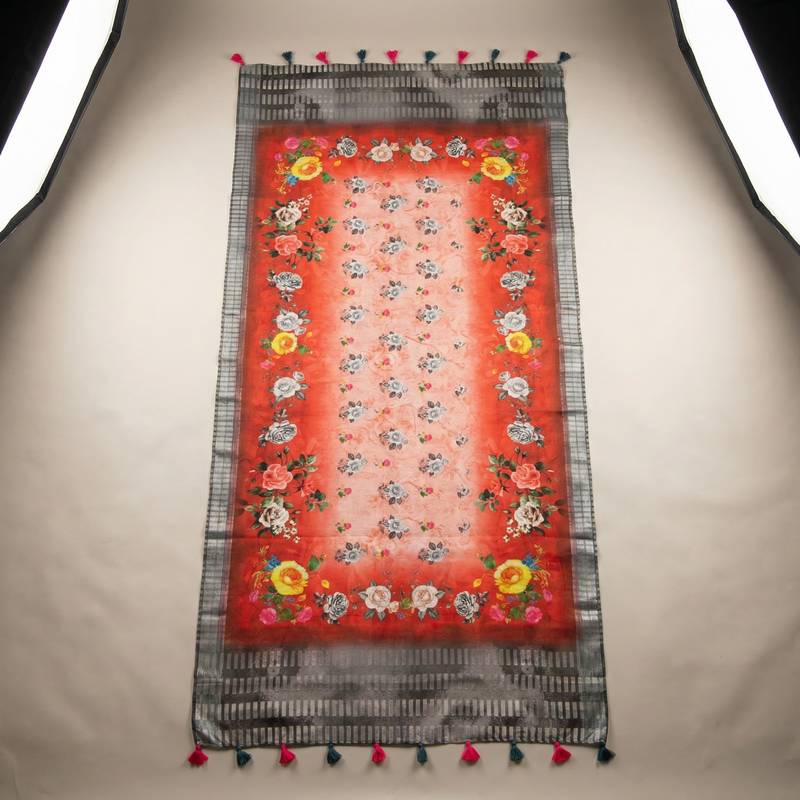 Digital print lilen blend zari dupatta for women and girls to wear on gown chaniya choli kurti etc