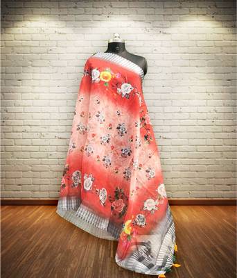 Digital print lilen blend zari dupatta for women and girls to wear on gown chaniya choli kurti etc 4