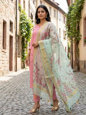 Digital print lilen blend zari dupatta for women and girls to wear on gown chaniya choli kurti etc 1