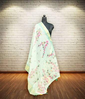 Digital print lilen blend zari dupatta for women and girls to wear on gown chaniya choli kurti etc 4