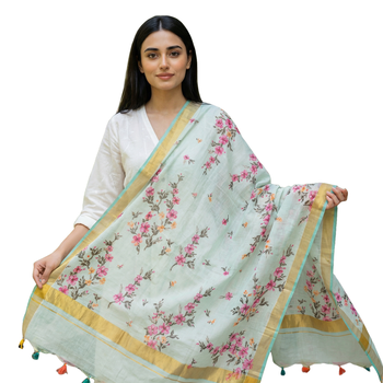 Digital print lilen blend zari dupatta for women and girls to wear on gown chaniya choli kurti etc 5