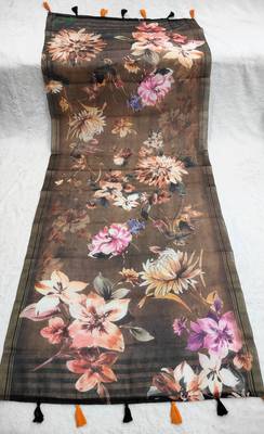 Digital print lilen blend zari dupatta for women and girls to wear on gown chaniya choli kurti etc 5