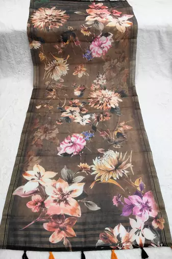 Digital print lilen blend zari dupatta for women and girls to wear on gown chaniya choli kurti etc