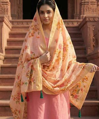 Digital print lilen blend zari dupatta for women and girls to wear on gown chaniya choli kurti etc 2