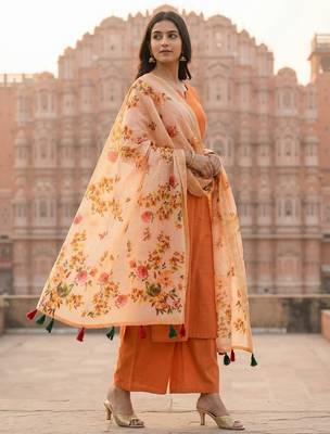Digital print lilen blend zari dupatta for women and girls to wear on gown chaniya choli kurti etc 3