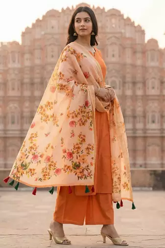 Digital print lilen blend zari dupatta for women and girls to wear on gown chaniya choli kurti etc