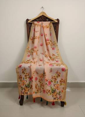Digital print lilen blend zari dupatta for women and girls to wear on gown chaniya choli kurti etc 4
