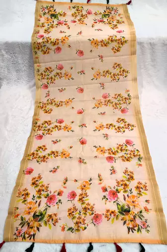Digital print lilen blend zari dupatta for women and girls to wear on gown chaniya choli kurti etc