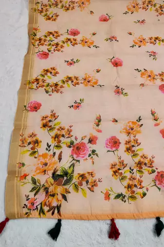 Digital print lilen blend zari dupatta for women and girls to wear on gown chaniya choli kurti etc