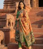Digital print lilen blend zari dupatta for women and girls to wear on gown chaniya choli kurti etc