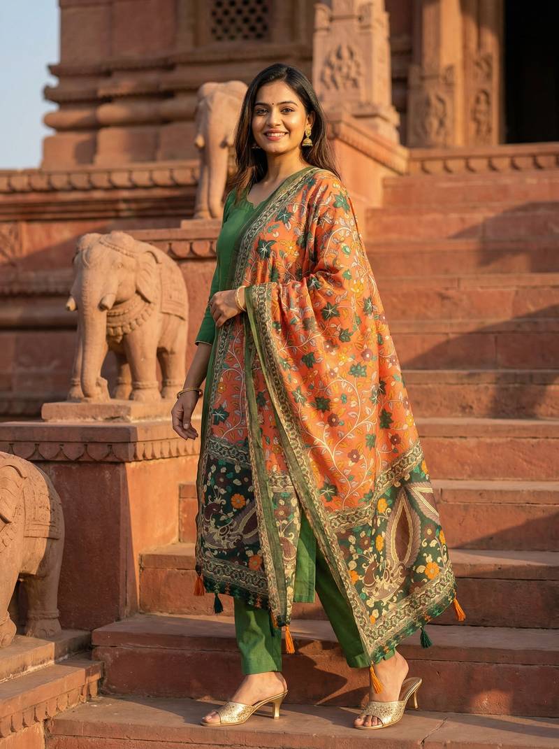 Digital print lilen blend zari dupatta for women and girls to wear on gown chaniya choli kurti etc