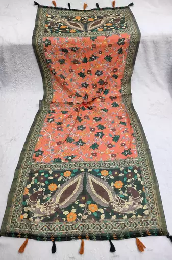 Digital print lilen blend zari dupatta for women and girls to wear on gown chaniya choli kurti etc