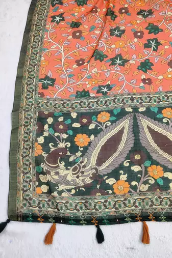 Digital print lilen blend zari dupatta for women and girls to wear on gown chaniya choli kurti etc
