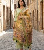 Digital print lilen blend zari dupatta for women and girls to wear on gown chaniya choli kurti etc