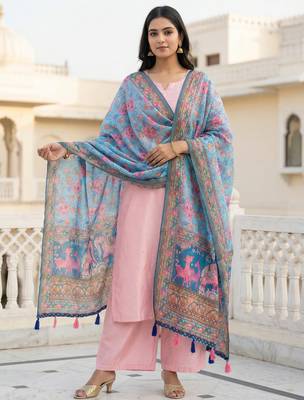 Digital print lilen blend zari dupatta for women and girls to wear on gown chaniya choli kurti etc 1