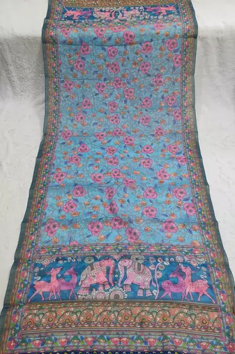 Digital print lilen blend zari dupatta for women and girls to wear on gown chaniya choli kurti etc