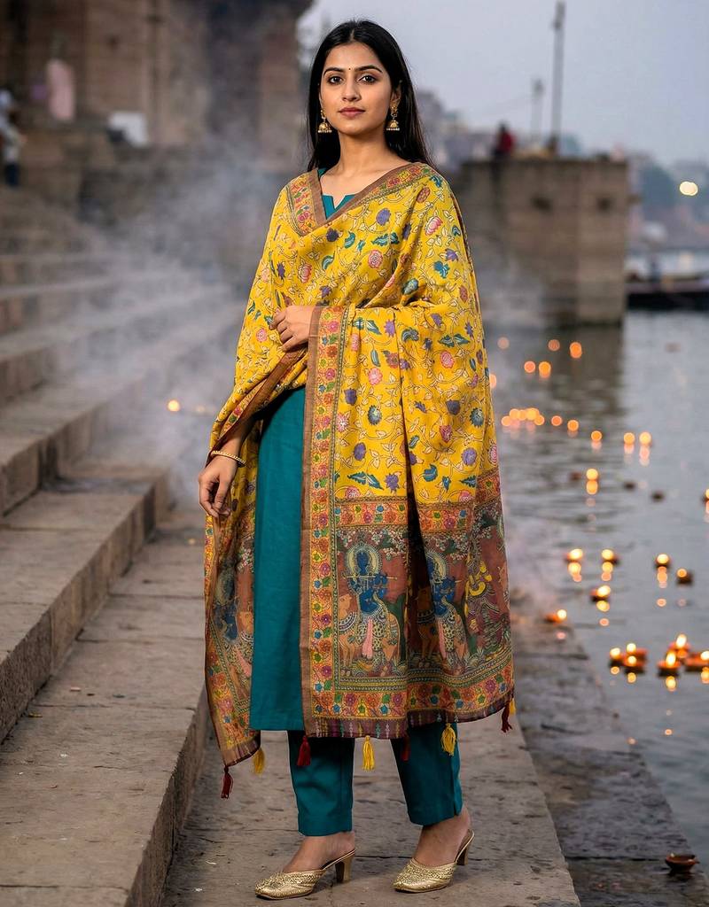 Digital print lilen blend zari dupatta for women and girls to wear on gown chaniya choli kurti etc