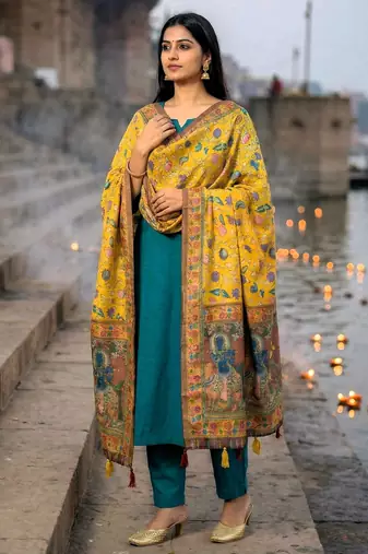 Digital print lilen blend zari dupatta for women and girls to wear on gown chaniya choli kurti etc