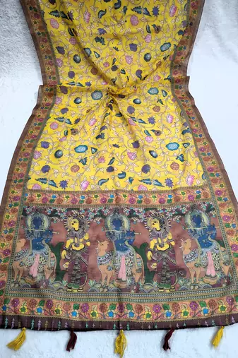 Digital print lilen blend zari dupatta for women and girls to wear on gown chaniya choli kurti etc