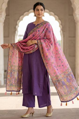 Digital print lilen blend zari dupatta for women and girls to wear on gown chaniya choli kurti etc