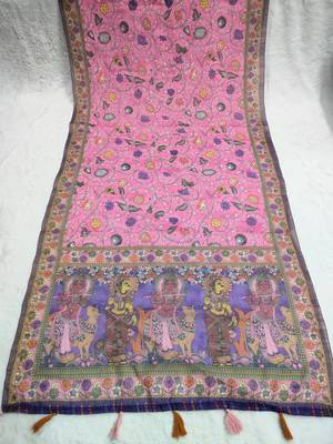 Digital print lilen blend zari dupatta for women and girls to wear on gown chaniya choli kurti etc 5