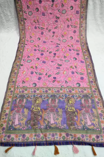 Digital print lilen blend zari dupatta for women and girls to wear on gown chaniya choli kurti etc