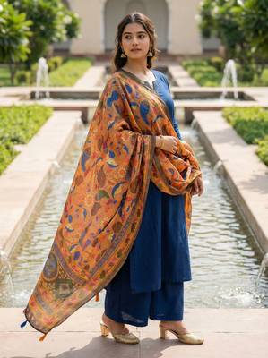 Digital print lilen blend zari dupatta for women and girls to wear on gown chaniya choli kurti etc 1