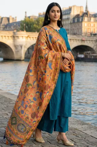 Digital print lilen blend zari dupatta for women and girls to wear on gown chaniya choli kurti etc