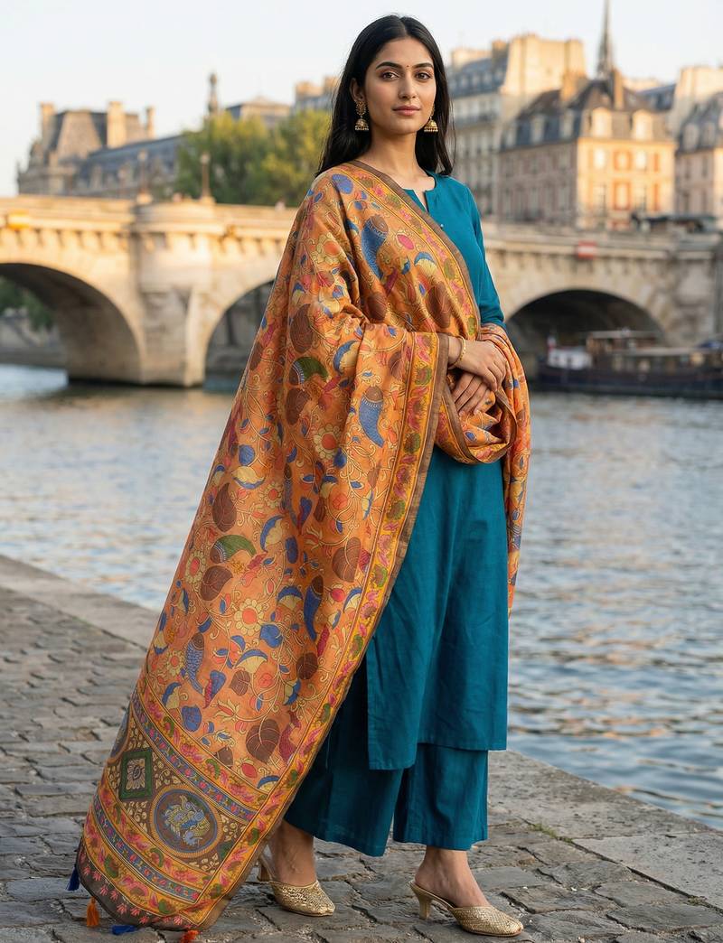 Digital print lilen blend zari dupatta for women and girls to wear on gown chaniya choli kurti etc