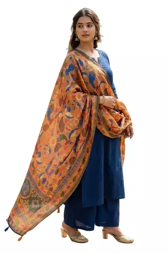 Digital print lilen blend zari dupatta for women and girls to wear on gown chaniya choli kurti etc