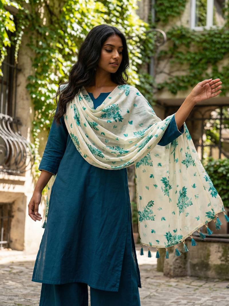 Digital print cotton chanderi silk dupatta for women and girls to wear on gown chaniya choli kurti etc