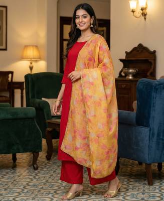 Printed orgenza silk multi sequnce lace work dupatta 2