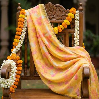 Printed orgenza silk multi sequnce lace work dupatta 3