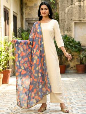 Printed orgenza silk multi sequnce lace work dupatta 1