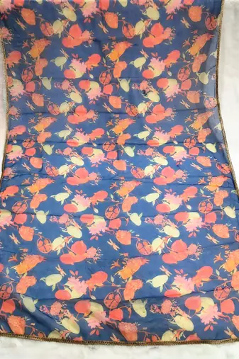 Printed orgenza silk multi sequnce lace work dupatta
