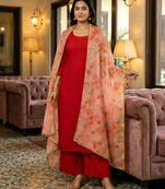 Printed orgenza silk multi sequnce lace work dupatta