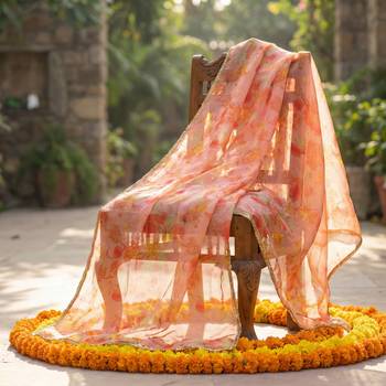 Printed orgenza silk multi sequnce lace work dupatta 4