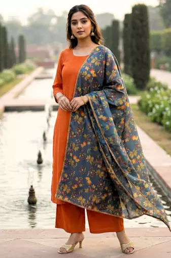 Printed orgenza silk multi sequnce lace work dupatta