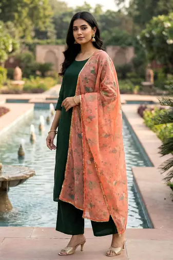Printed orgenza silk multi sequnce lace work dupatta